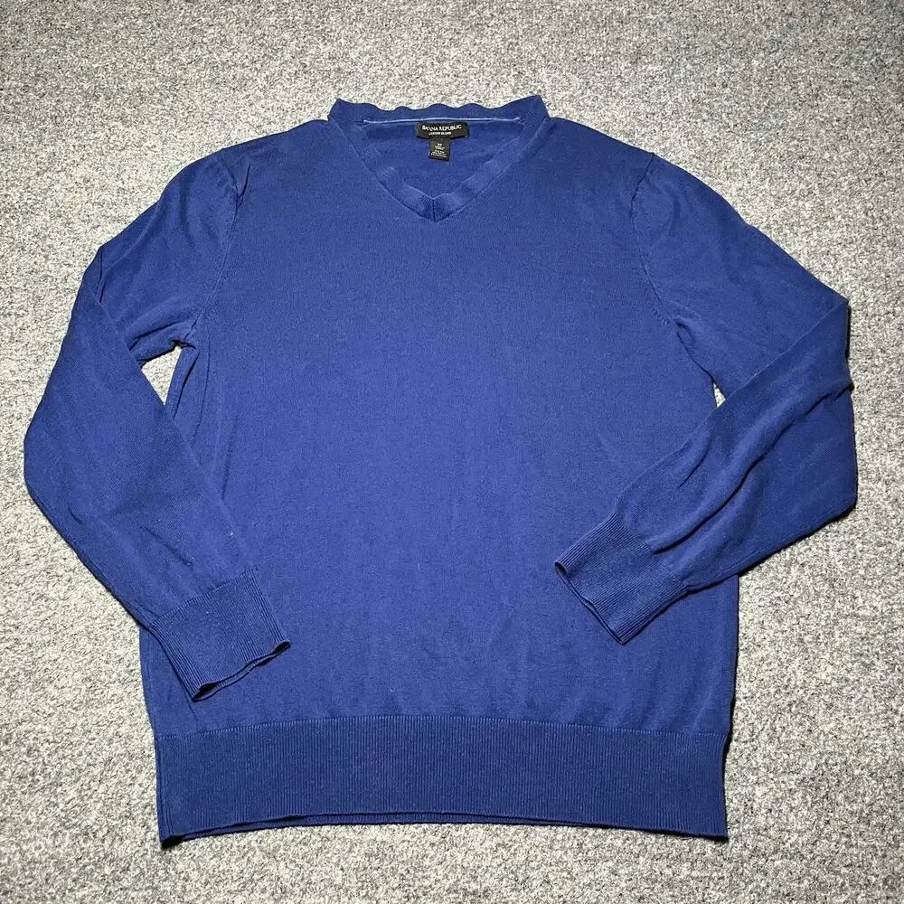 Banana Republic Sweater Mens Medium Luxury Blend V Neck Silk Cotton Cashmere
